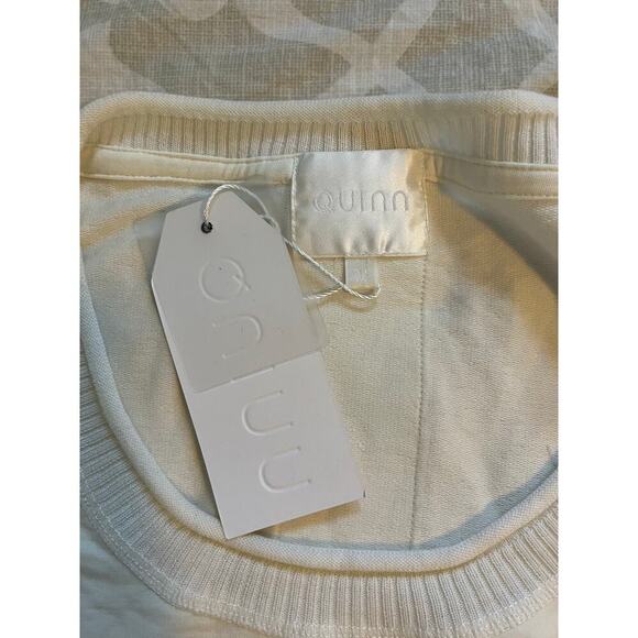 Quinn ivory cream lyocell cotton sweater asymmetric hem nwt medium - Picture 3 of 9